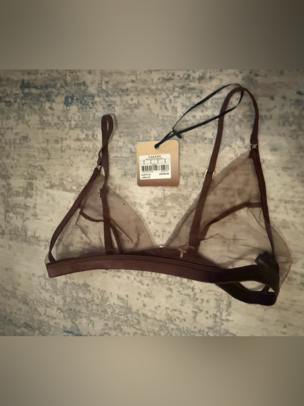 Honey Birdette Nakeds Mahogany Brown Triangle Bralette Large